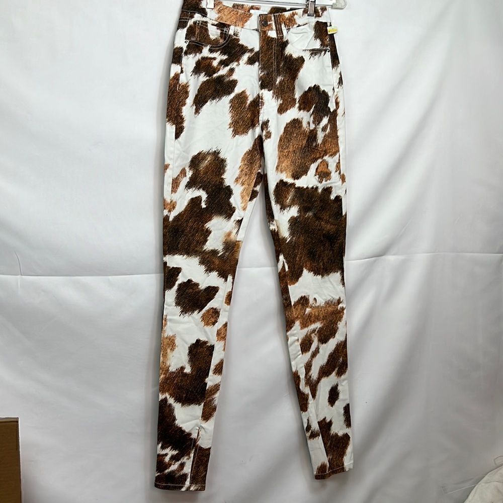 We Wore what White and brown animal print jeans size 26 NWT - Picture 2 of 16